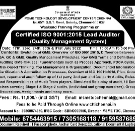 Certified ISO 9001:2015 Lead Auditor (Quality Management System)
