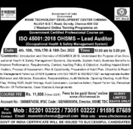 ISO 45001 : 2018 OHSMS -Lead Auditor